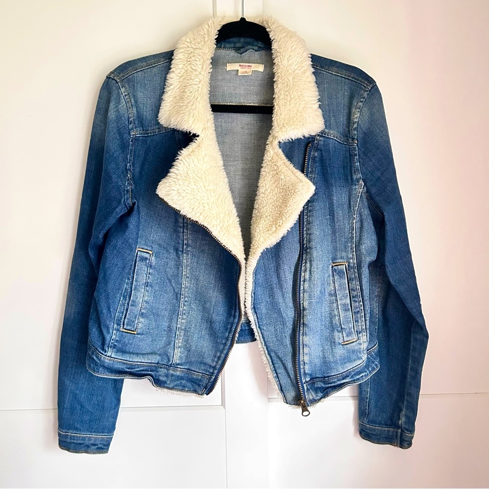 Cropped Sherpa Lined Denim Jacket